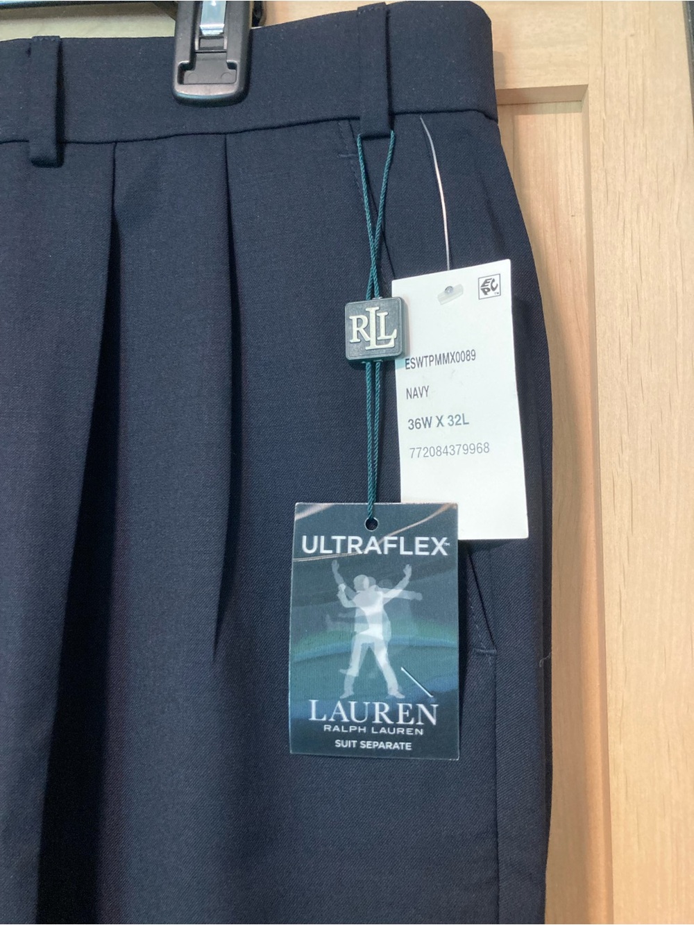 Lauren Ralph Lauren Navy Dress Pants Solid Ultraflex Cuff Hem Wool 36x32 NWT - Picture 5 of 14